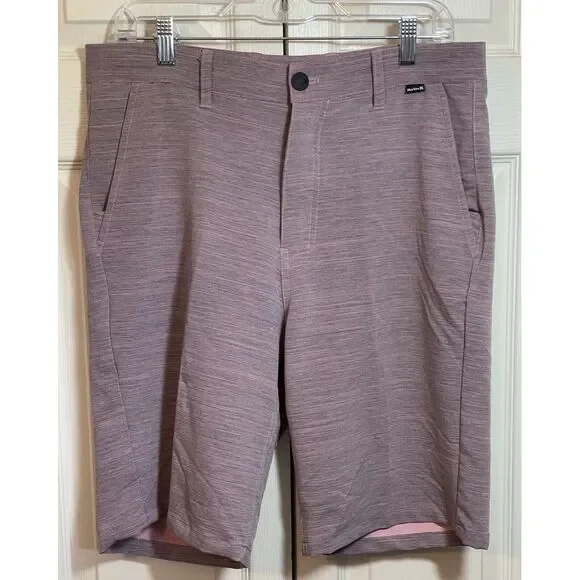 EUC Hurley Shorts Mens 30 Pink Salmon Board Shorts Flat Front Tie Stretch Drifit - Picture 2 of 5